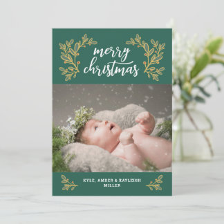 Evergreen Holly Christmas Holiday Card