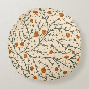 Evergreen Kisses Under the Mistletoe Round Cushion