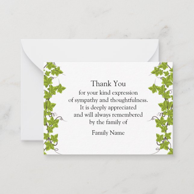 Evergreen Leaf Thank You Card (Front)