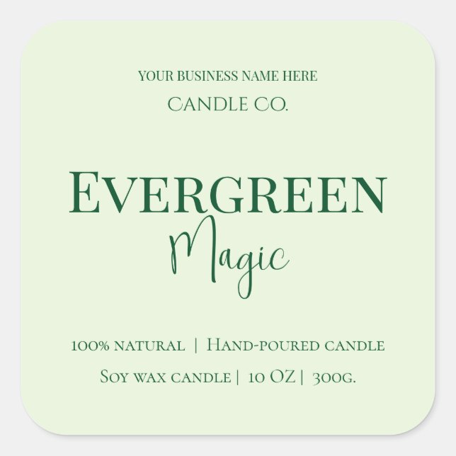 Evergreen Magic Christmas Candle Label | Custom (Front)