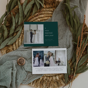 Evergreen Married New Year   Elegant Wedding  Holiday Card