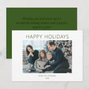 Evergreen Minimalist HAPPY HOLIDAYS Holiday Card
