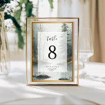 Evergreen Mist | Rustic Forest Table Card Number<br><div class="desc">Complete your reception décor with the natural beauty of the Evergreen Mist | Rustic Forest Table Card Number. This design features a moody, atmospheric watercolor forest in deep emerald and sage, evoking the serene feeling of a misty woodland morning. Each card is framed by ethereal pine silhouettes, creating a sophisticated...</div>
