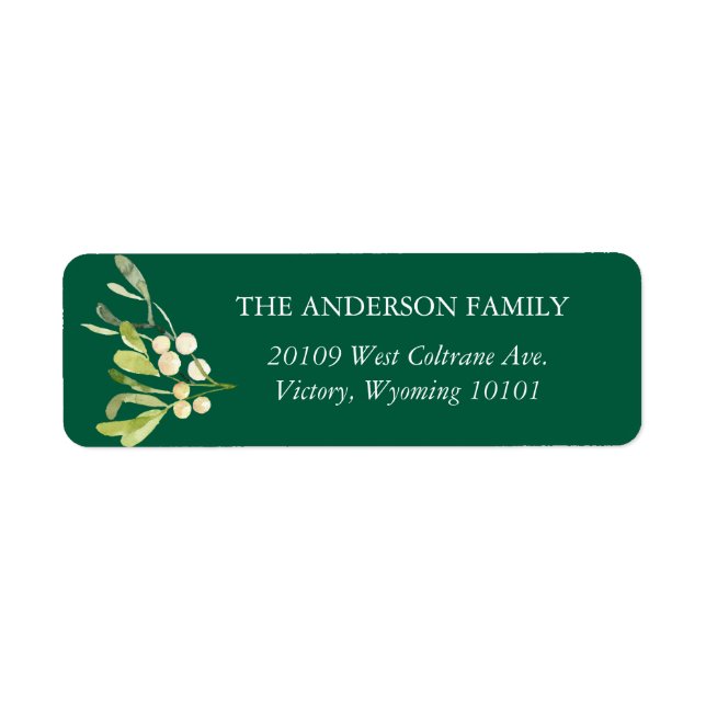 Evergreen Mistletoe Return Address Label (Front)