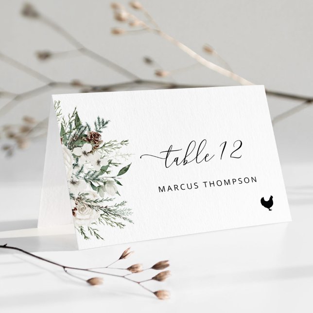 Evergreen modern Chicken meal choice place cards (Creator Uploaded)