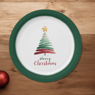 Evergreen Modern Minimalist Christmas Tree Paper Plate