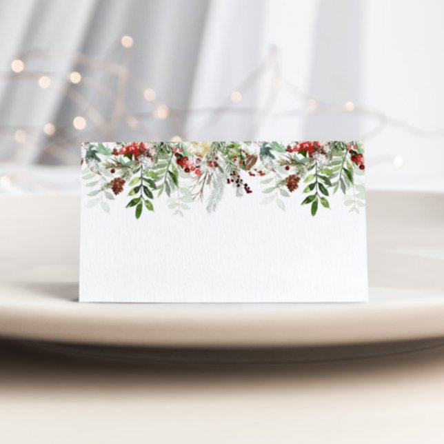 Evergreen modern winter wedding place card (Creator Uploaded)