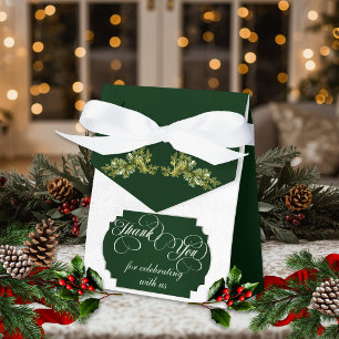 Evergreen Monogram Thank You - Emerald/Silver Favour Box