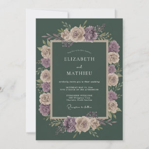 Evergreen Moody Floral Wedding Invitation