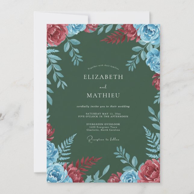 Evergreen Moody Winter Wedding Invitation (Front)