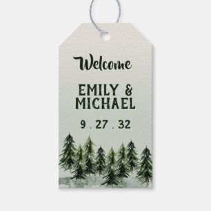 Evergreen Mountain Forest Green White Black Gift Tags