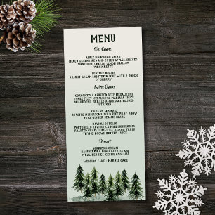 Evergreen Mountain Forest Green White Black Menu