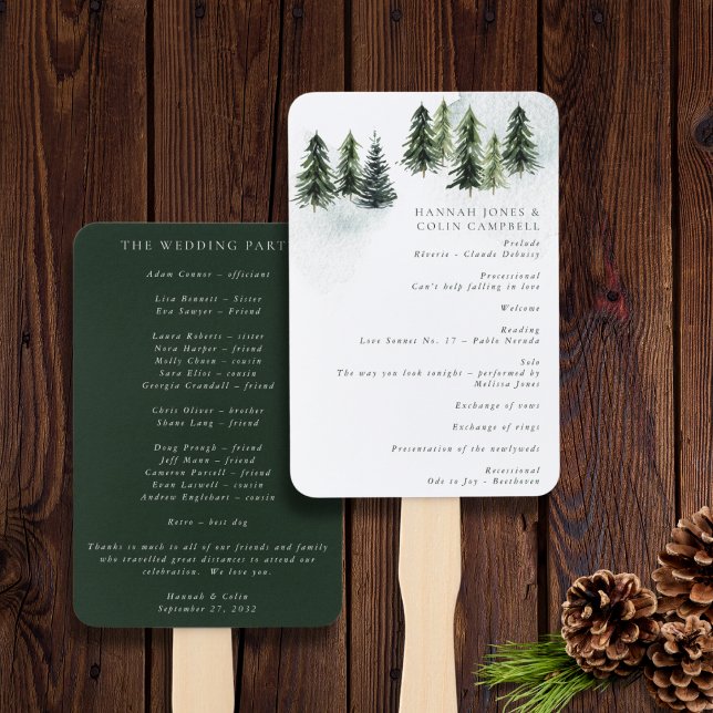 Evergreen Mountain Glen White Green Black Program Hand Fan (Creator Uploaded)