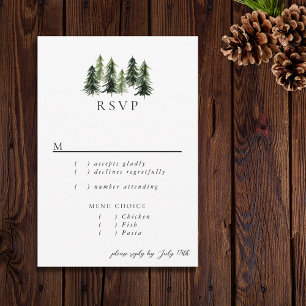 Evergreen Mountain Glen White Green Black RSVP Card