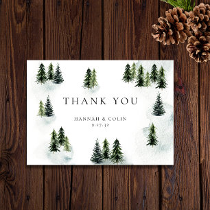 Evergreen Mountain Glen White Green Black Thank You Card