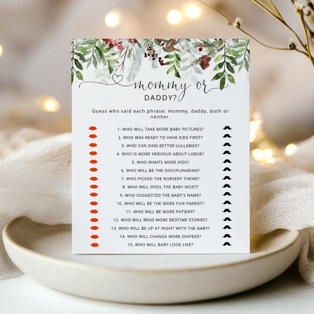 Evergreen mummy or daddy baby shower game (Creator Uploaded)