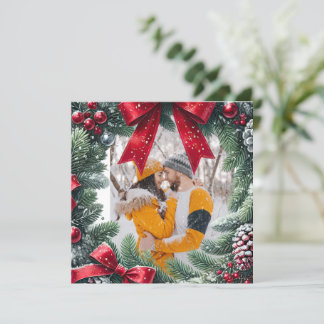 Evergreen Photo border for Christmas Holiday Card