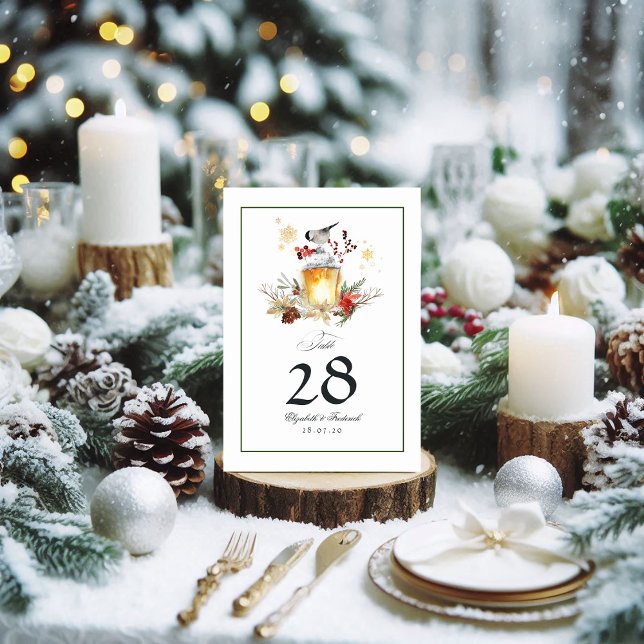 Evergreen Pine and Spruce Winter Wedding Table Number (Evergreen Pine and Spruce Winter Wedding Table Number)