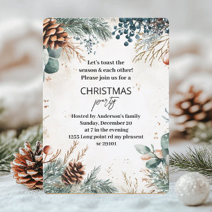 Evergreen Pine Christmas Party Invitation