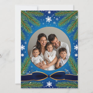❄️ Evergreen Pine Frame Custom Photo Festive Card
