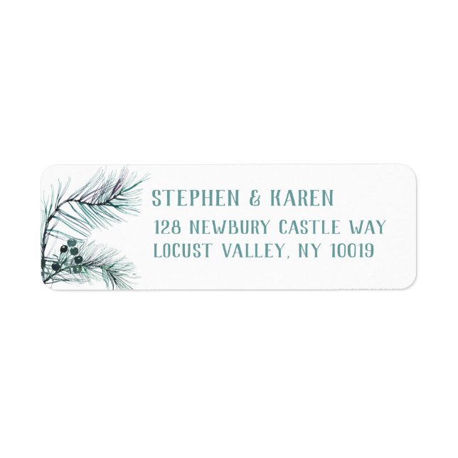Evergreen Pine Needles Elegant Return Address Label (Front)