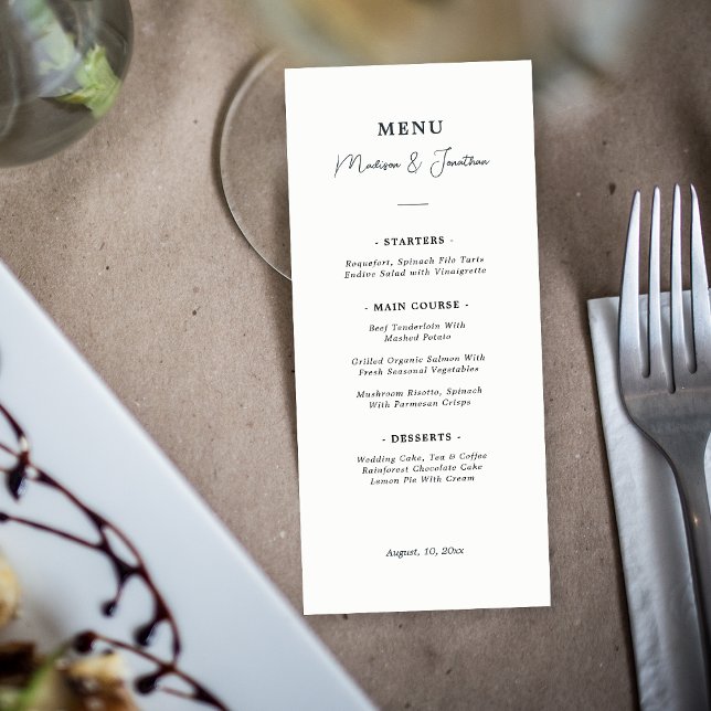 Evergreen Pine Tree Mountain Black & White Wedding Menu (Creator Uploaded)