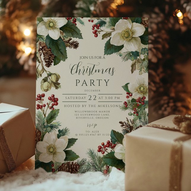 Evergreen Pinecone Holiday Celebration Invitation (Creator Uploaded)