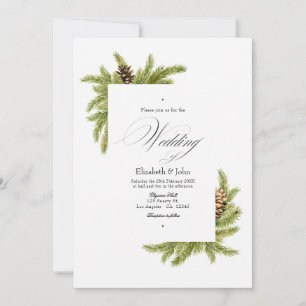 Evergreen Pines Winter Wonderland Wedding QR Code Invitation