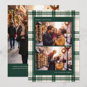Evergreen Plaid Two Photo Christmas Card
