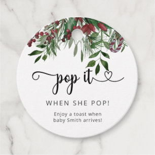 Evergreen Pop it when she pops baby shower Favour Tags