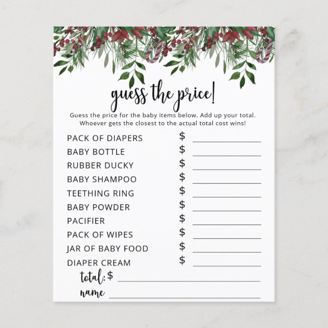 Evergreen Price Guess Game (Front)