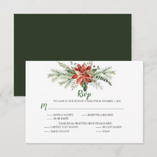 Evergreen Red Poinsettia Garland Christmas RSVP Card