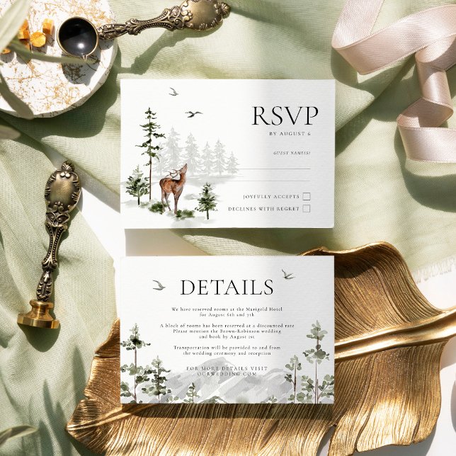Evergreen Rustic Mountain Forest Wedding Details Enclosure Card (Creator Uploaded)