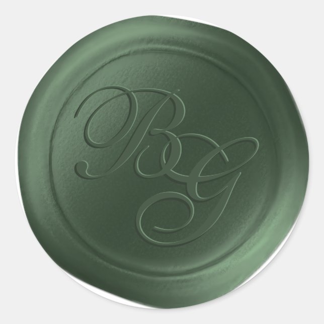 Evergreen Script Double Monogram Wax Seal Stickers (Front)