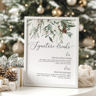 Evergreen Signature drinks winter wedding Poster