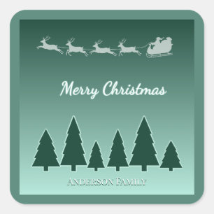 Evergreen Sleigh Holiday Glow Square Sticker