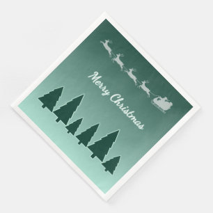 Evergreen Sleigh Holiday Green Glow Napkin