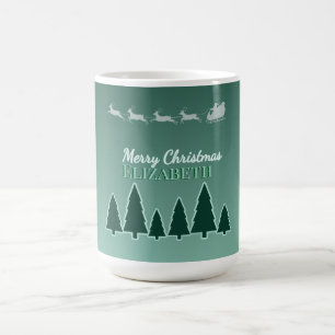 Evergreen Sleigh Holiday Name Glow Coffee Mug
