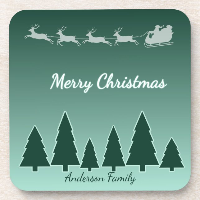 Evergreen Sleigh Winter Glow Coaster (Front)