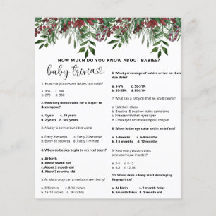 Evergreen Snow Baby Trivia Baby Shower Game