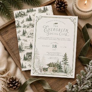 Evergreen Social Club Holiday Party Invitation