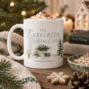 Evergreen Social Club Personalised Christmas Mug