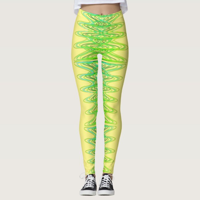 Evergreen Spirals in Yellow Leggings (Front)