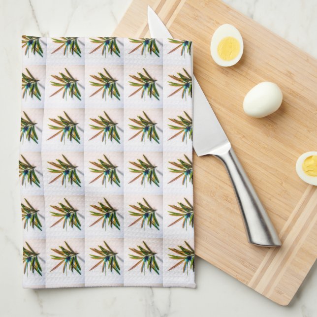 Evergreen Sprig with Berries Pattern Two, Towels (Quarter Fold)