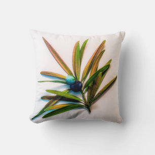 Evergreen Sprig with Berries Throw Pillow
