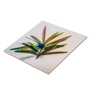 Evergreen Sprig with Berries Tile