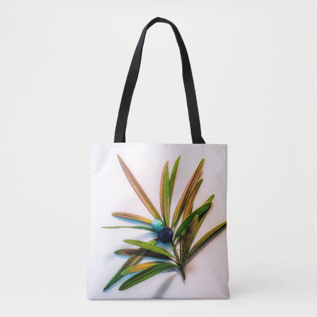Evergreen Sprig with Berries Tote Bag (Front)