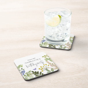 Evergreen Summer Garden Birthday Party Coaster