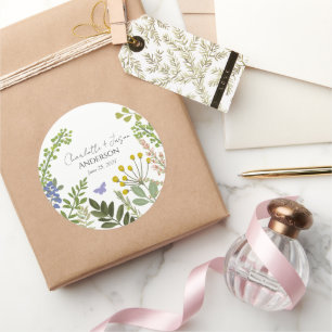 Evergreen Summer Garden Wedding Classic Round Sticker