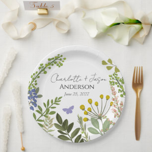 Evergreen Summer Garden Wedding  Paper Plate